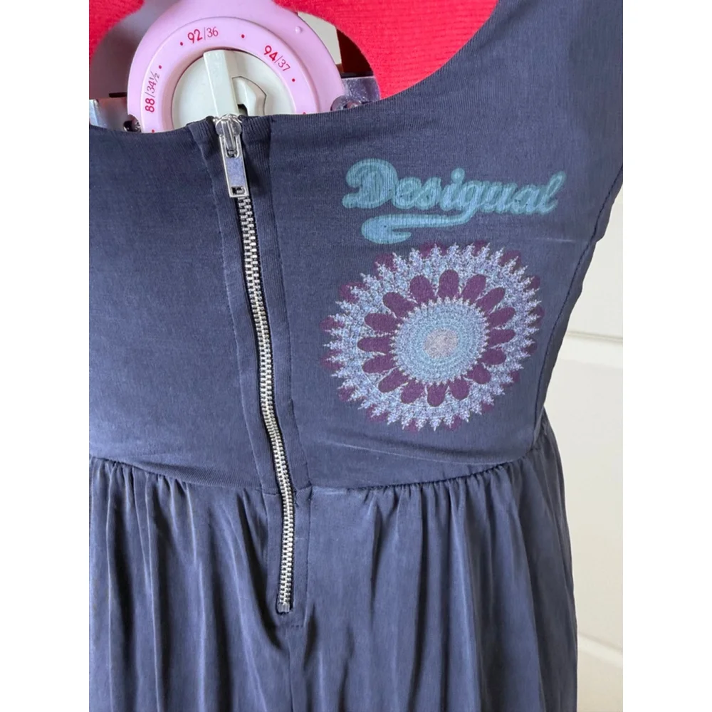 Women's Desigual Grey Multicolor Sleeveless Midi Dress Size L